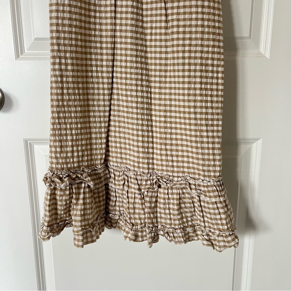 Sim & Sam Gingham Tan and White Dress Spaghetti Strap - XS - Picture 2 of 6